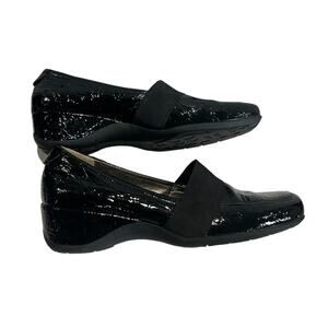 Naturalizer N5 Square Toe Patent Leather Low Wedge Loafer Women Size 8.5 Comfort